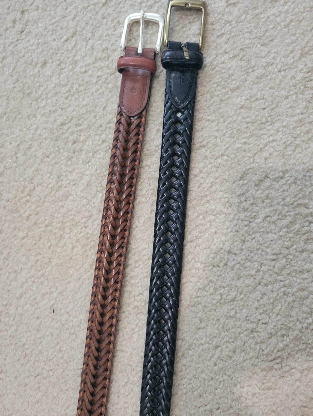 Lot of 2 Dockers Braided Leather Belts Men 36 / 90 Black Brown Woven